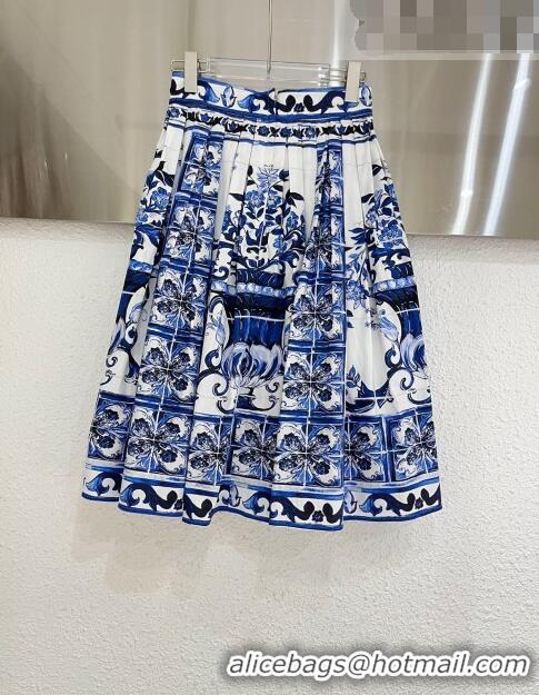 Top Quality Dolce & Gabbana Cotton Skirt DGD62503 Blue 2022