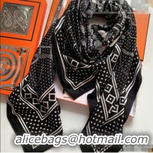 Most Popular Hermes Cashmere Silk Scarf Shawl 140x140cm 0726 Black 2022
