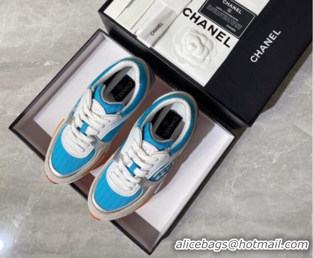 Charming Chanel Fabric and Leather Sneakers G39066 Blue 081259