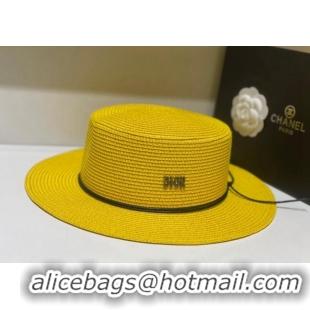 Big Enough Dior Straw Wide Brim Hat DH31401 Yellow 2022