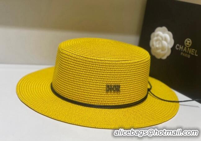 Big Enough Dior Straw Wide Brim Hat DH31401 Yellow 2022