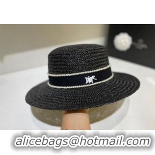 Good Quality Dior Straw Wide Brim Hat 053149 Black 2022
