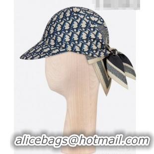 Super Quality Dior Oblique Silk Visor Hat 0816 Blue 2022