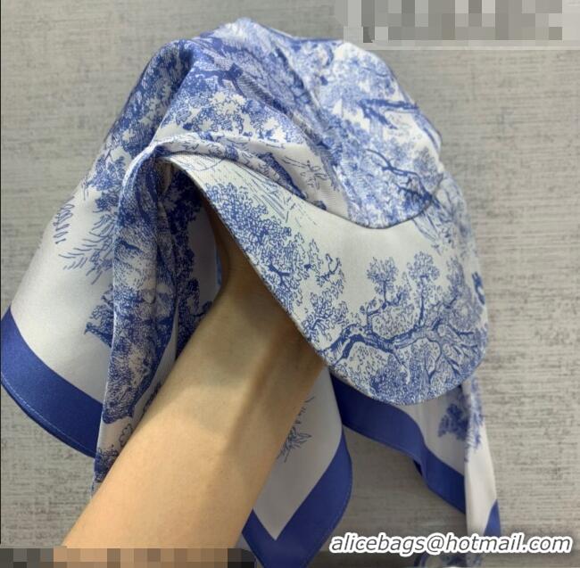 Duplicate Dior Silk Visor Hat in Light Blue Toile de Jouy Reverse CH0816 2022