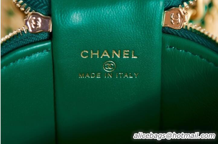 Promotional CHANEL VANITY WITH CHAIN Lambskin & Gold-Tone Metal AS2873 green