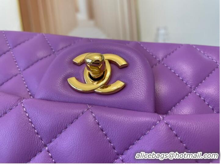 Good Taste Chanel Classic Flap Bag Original Sheepskin Leather A1116 Purple&Gold-Tone Metal