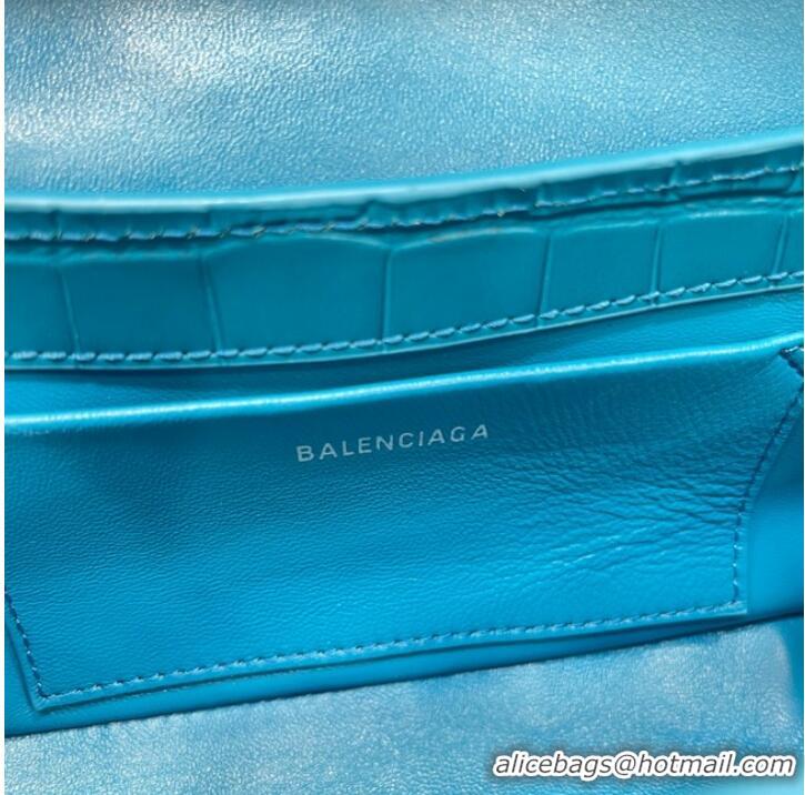 Well Crafted Balenciaga LINDSAY CROCODILE EMBOSSED SMALL SHOULDER BAG WITH STRAP 6009 blue