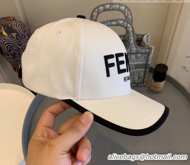 Luxury Discount Fendi Embroidered Baseball Hat FD1941 Black/White 2021