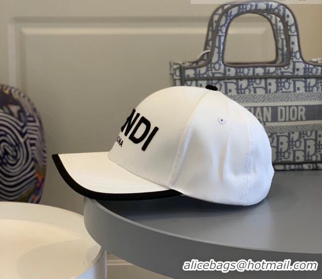 Luxury Discount Fendi Embroidered Baseball Hat FD1941 Black/White 2021