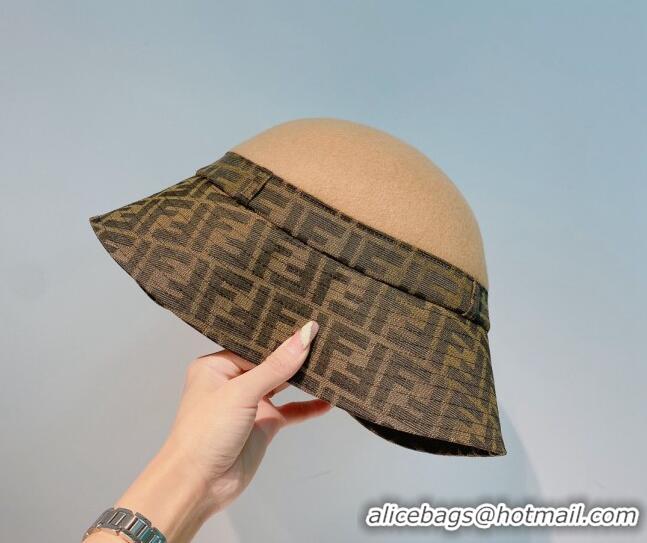 Top Quality Fendi Wool Bucket Hat FD2262 Brown 2021