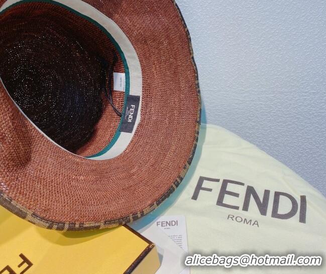 Best Price Fendi Straw Bucket Hat FD2303 Brown 2022