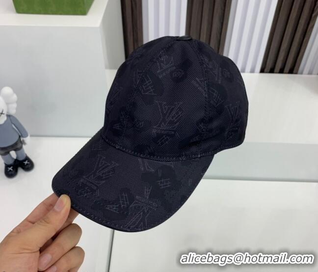 Top Quality Louis Vuitton Fabric Baseball Hat LV1902 Black 2021