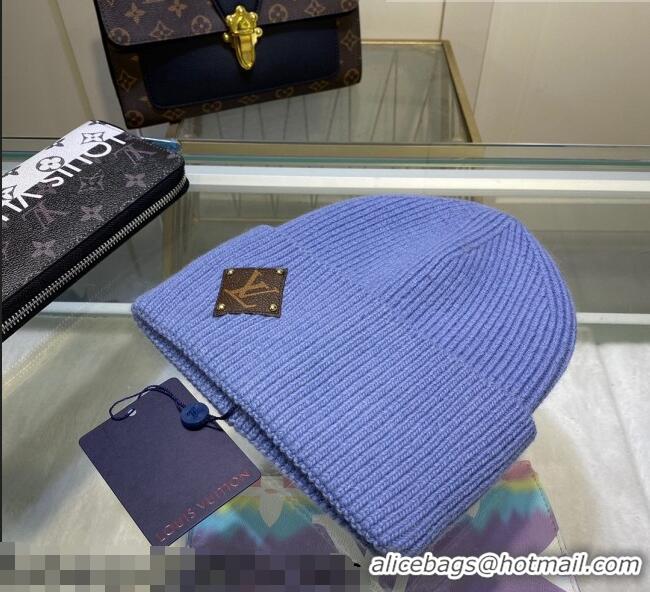 Top Quality Louis Vuitton Wool Patch Knit Hat 110597 Blue 2021