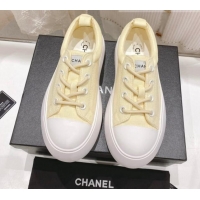 Sumptuous Chanel Canvas Platform Sneakers 5cm Yellow 071856