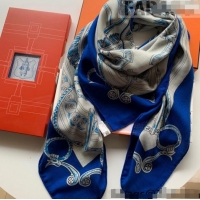 New Style Hermes Cashmere Silk Scarf Shawl 140x140cm 07260 Blue 2022