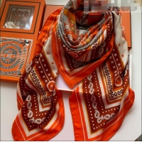 Youthful Hermes Bandana Cashmere Silk Scarf Shawl 140x140cm HC0728 Orange 2022