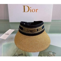 Unique Style Dior Straw Visor Hat 053127 Khaki/Black 2022
