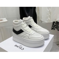 Best Product Celine Triomphe Lambskin Platform Boot Sneakers White/Black 080859