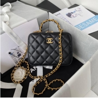 Pretty Style Chanel SMALL VANITY CASE Lambskin & Gold-Tone Metal AS3318 black