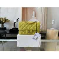 Most Popular Chanel Classic Flap Bag Original Sheepskin Leather A1116 lemon&Gold-Tone Metal
