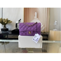 Good Taste Chanel Classic Flap Bag Original Sheepskin Leather A1116 Purple&Gold-Tone Metal