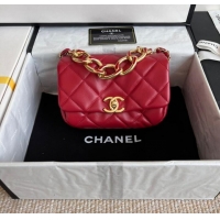 Unique Style Chanel FLAP BAG Lambskin & Gold-Tone Metal AS3375 red