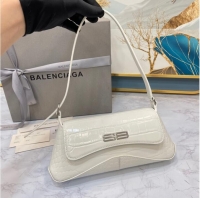Trendy Design Balenciaga LINDSAY CROCODILE EMBOSSED SMALL SHOULDER BAG WITH STRAP 6009 white