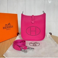 Best Product Hermes Evelyne original togo leather mini Shoulder Bag H15698 hot pink