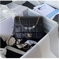 Good Product Chanel SMALL FLAP BAG Lambskin Resin & Gold-Tone Metal AS3331 black