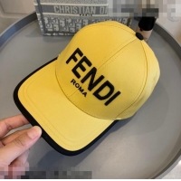 New Style Fendi Embroidered Baseball Hat FD1941 Black/Yellow 2021