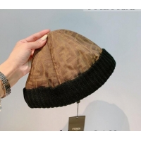 Super Quality Fendi FF Knit Bucket Hat FD2253 Brown/Black 2021
