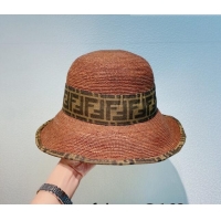 Best Price Fendi Straw Bucket Hat FD2303 Brown 2022