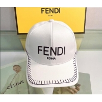 New Fashion Fendi Canvas Baseball Hat 043047 White 2022