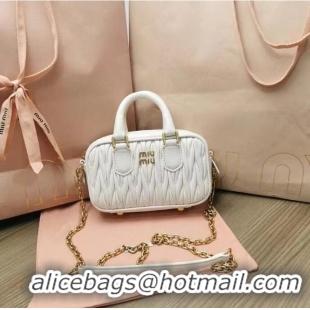 Top Grade Miu Miu Original Leather Top-handle Bag With Strap 5BG183 White