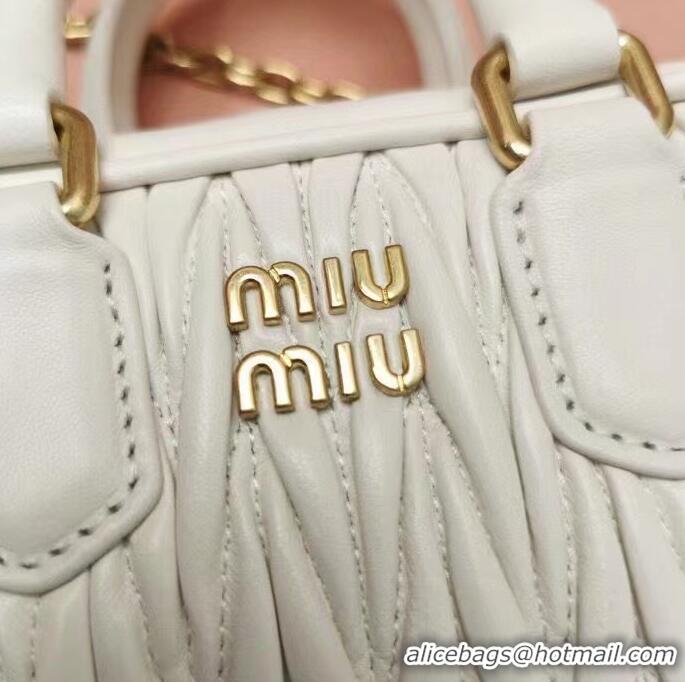 Top Grade Miu Miu Original Leather Top-handle Bag With Strap 5BG183 White