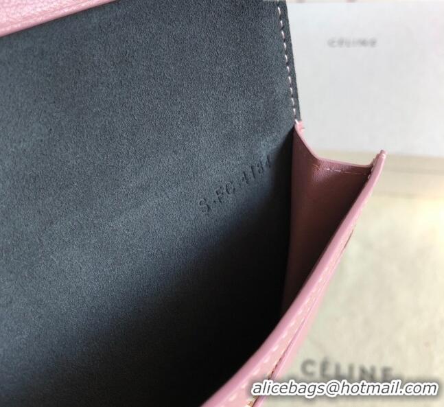 Pretty Style Celine Palm-Grained Leather Passport Wallet CE1825 Black/Pink 2022