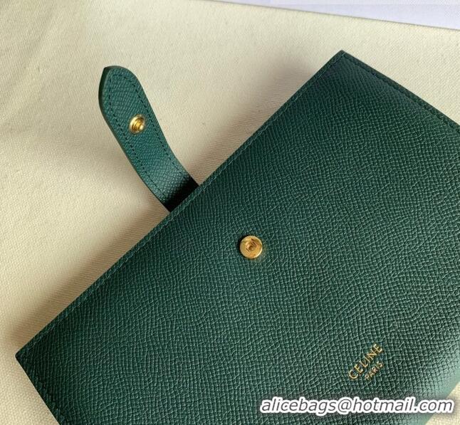 Buy Inexpensive Celine Palm-Grained Leather Large Strap Wallet CE1826 Green 2022