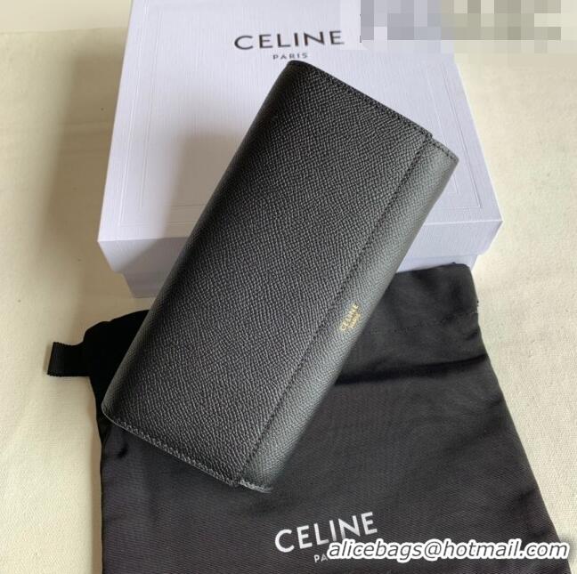 Good Taste Celine Large Flap Wallet in Palm-Grained Calfskin 4148 Black 2022