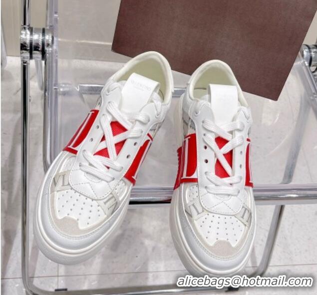 Luxury Cheap Valentino VLTN Calfskin Low-top Sneakers White/Red 062558