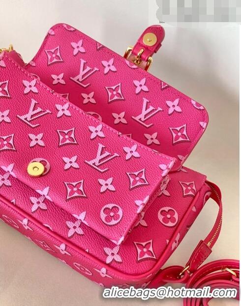 Top Grade Louis Vuitton Maxi Multi Pochette Accessoires Shoulder Bag in Monogram Canvas M46161 Fuchsia Pink 2022