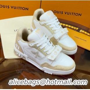 Pretty Style Louis Vuitton LV Trainer Sneakers with Velcro Strap White/Beige 052379