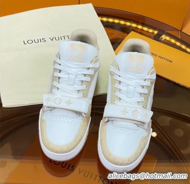 Pretty Style Louis Vuitton LV Trainer Sneakers with Velcro Strap White/Beige 052379