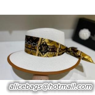 Cheapest Louis Vuitton Straw Wide Brim Hat 053152 White 2022
