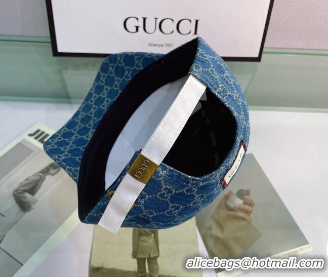 Grade Quality Gucci Multicolor Denim Canvas Baseball Hat G22408 Blue 2022