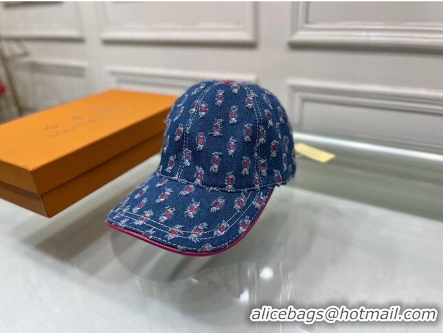 Stylish Discount Louis Vuitton Denim Baseball Hat 0915 Blue/Red 2022