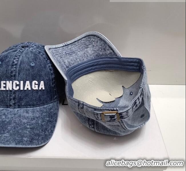 Popular Balenciaga Denim Baseball Hat 706107 Washed Blue 2022