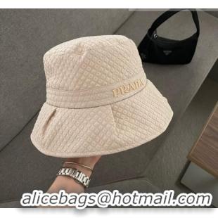 Top Quality Prada Fabric Bucket Hat 070698 White 2022