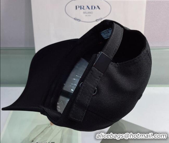 Top Quality Prada Canvas Baseball Hat 081804 Black 2022