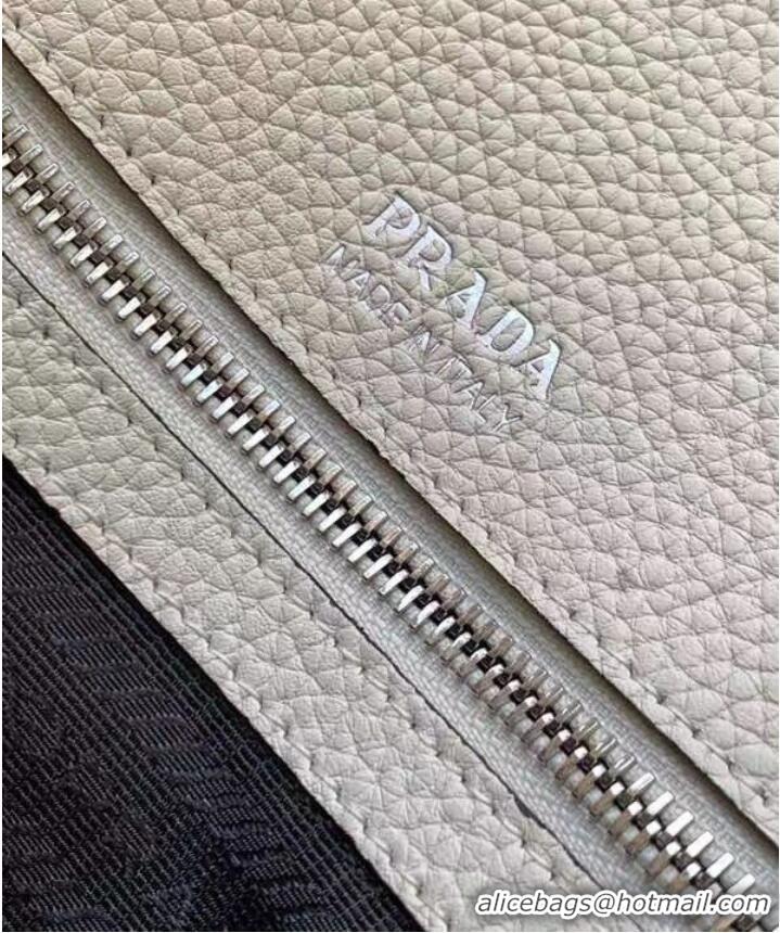 Top Grade Prada Leather bag with shoulder strap 1DB443 white