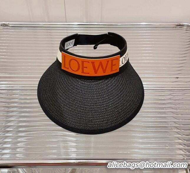 Low Cost Loewe Straw and Visor Hat with Logo Band LH2442 Black 2022